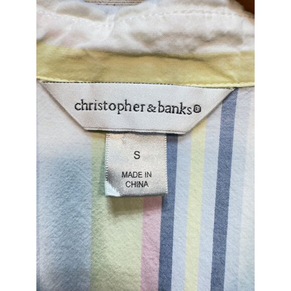 Christopher & Banks Womens Button Up Shirt Short Sleeve Size S Multicolor Stripe - Picture 3 of 12